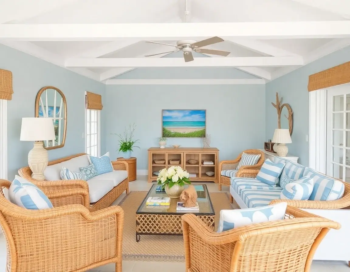 Coastal style room design created with AI Decoration App